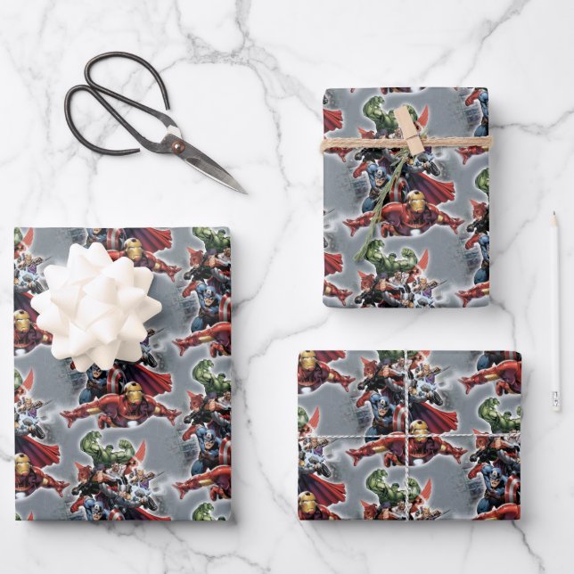 Avengers Attack Graphic Wrapping Paper Sheets (Front)