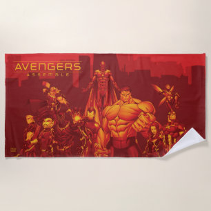 Avengers Avengers Assemble Red City Skyline Beach Towel