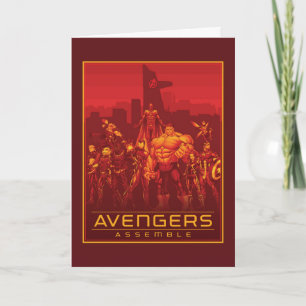 Avengers Avengers Assemble Red City Skyline Card