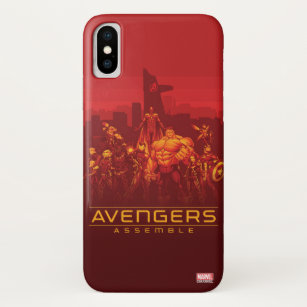 Avengers   Avengers Assemble Red City Skyline iPhone X Case