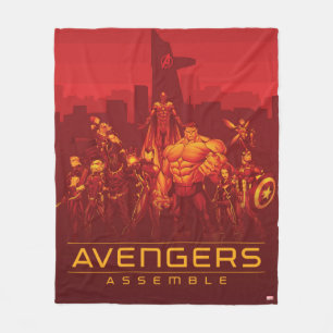 Avengers   Avengers Assemble Red City Skyline Fleece Blanket