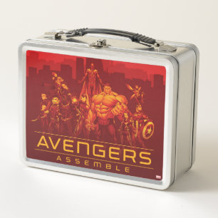 Avengers Avengers Assemble Red City Skyline Metal Lunch Box