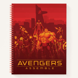 Avengers Avengers Assemble Red City Skyline Notebook