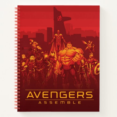 Avengers  Avengers Assemble Red City Skyline Notebook
