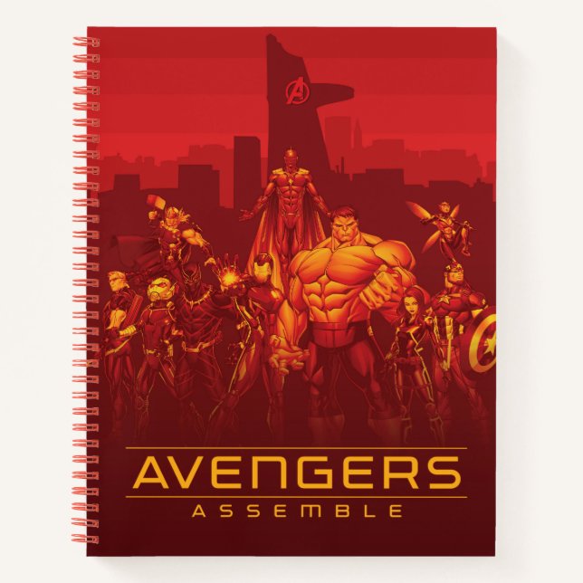 Avengers | Avengers Assemble Red City Skyline Notebook (Front)
