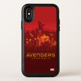 Avengers   Avengers Assemble Red City Skyline OtterBox Symmetry iPhone X Case