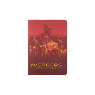 Avengers   Avengers Assemble Red City Skyline Passport Holder
