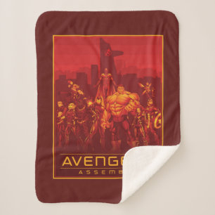 Avengers   Avengers Assemble Red City Skyline Sherpa Blanket