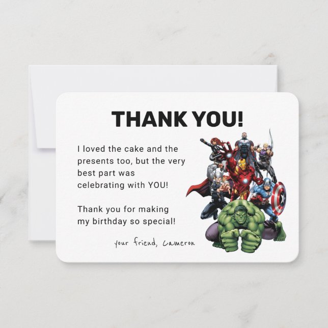Avengers Birthday Thank You Invitation (Front)