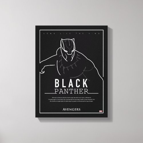 Avengers  Black Panther Character Line Art Canvas Print