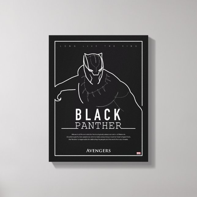 Avengers | Black Panther Character Line Art Canvas Print (Front)