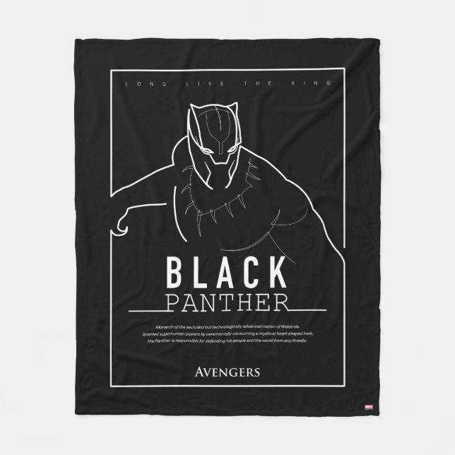 Avengers | Black Panther Character Line Art Fleece Blanket (Front)