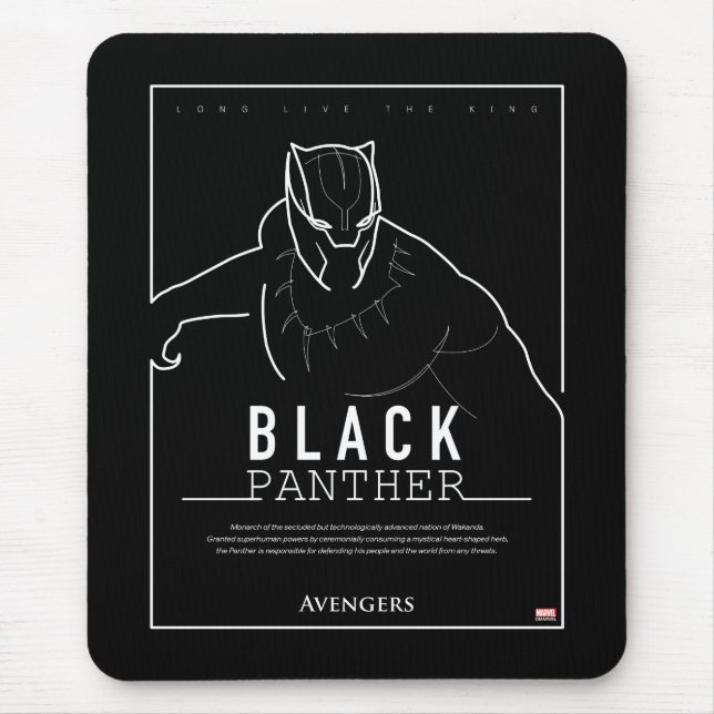Avengers | Black Panther Character Line Art Mouse Pad (Front)