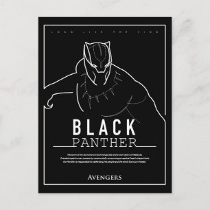 Avengers Black Panther Character Line Art Postcard