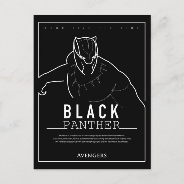 Avengers | Black Panther Character Line Art Postcard (Front)