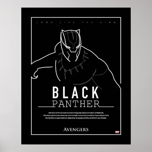 Avengers  Black Panther Character Line Art Poster