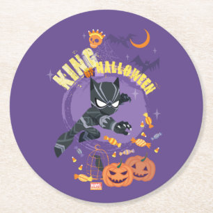 Avengers Black Panther "King of Halloween" Round Paper Coaster