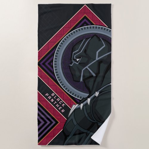 Avengers  Black Panther Wakandan Tribal Art Beach Towel