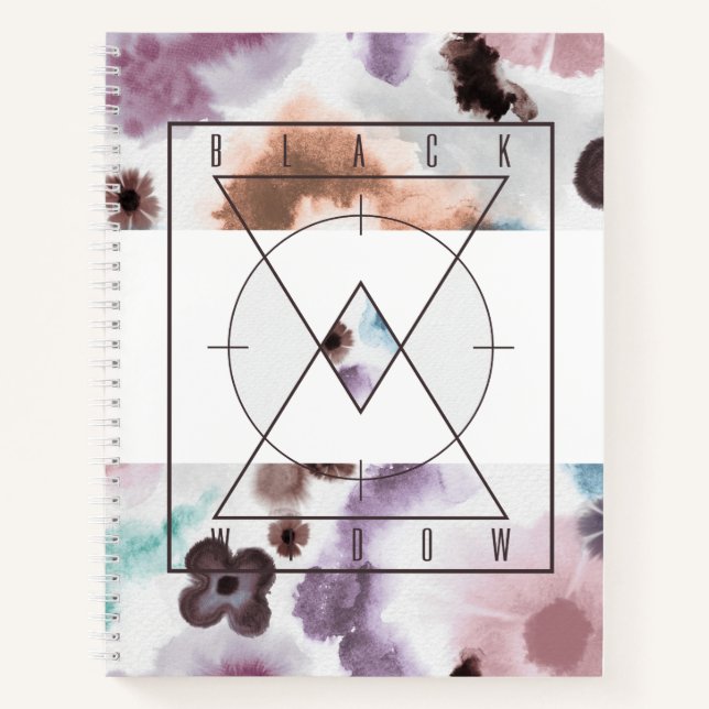 Avengers | Black Widow Floral Watercolor Logo Notebook (Front)