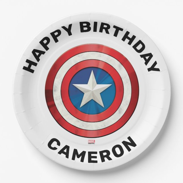 Avengers Captain America Birthday Paper Plates (Front)