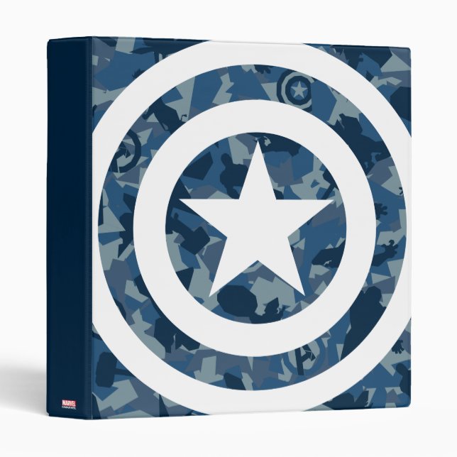Avengers | Captain America Blue Camo Pattern 3 Ring Binder (Front/Spine)