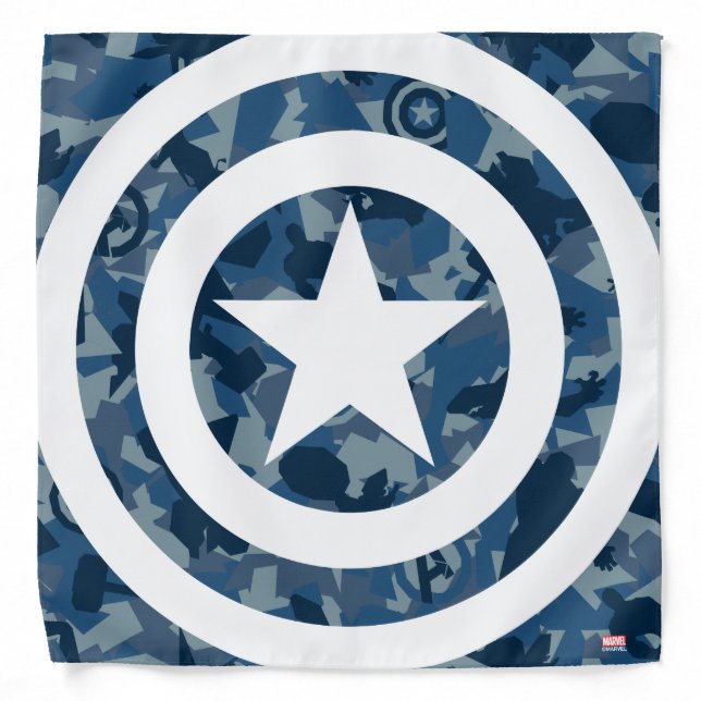 Avengers | Captain America Blue Camo Pattern Bandana (Front)