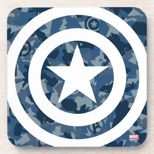 Avengers | Captain America Blue Camo Pattern Beverage Coaster (Front)