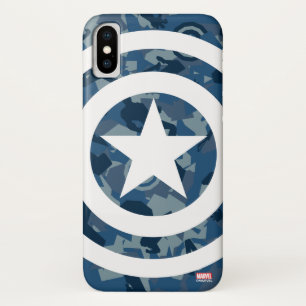 Avengers Captain America Blue Camo Pattern iPhone X Case