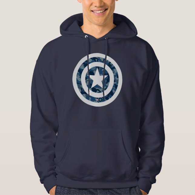 Avengers | Captain America Blue Camo Pattern Hoodie (Front)
