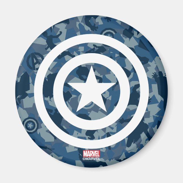 Avengers | Captain America Blue Camo Pattern Magnet (Front)