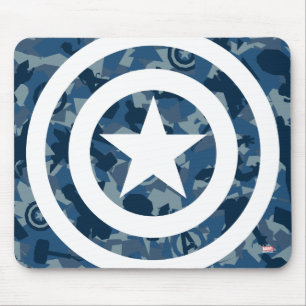 Avengers Captain America Blue Camo Pattern Mouse Pad