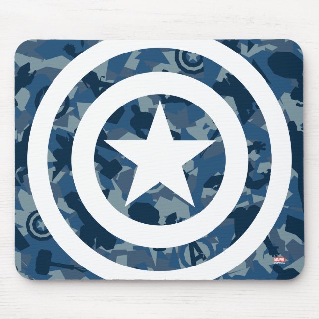 Avengers | Captain America Blue Camo Pattern Mouse Pad (Front)
