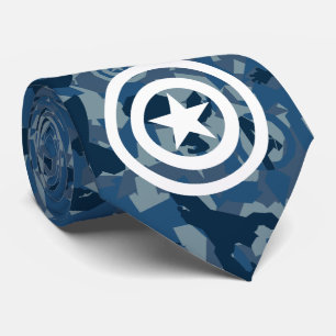 Avengers Captain America Blue Camo Pattern Neck Tie