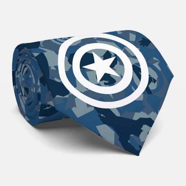 Avengers | Captain America Blue Camo Pattern Neck Tie (Rolled)