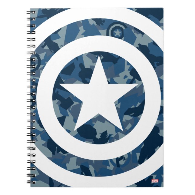 Avengers | Captain America Blue Camo Pattern Notebook (Front)