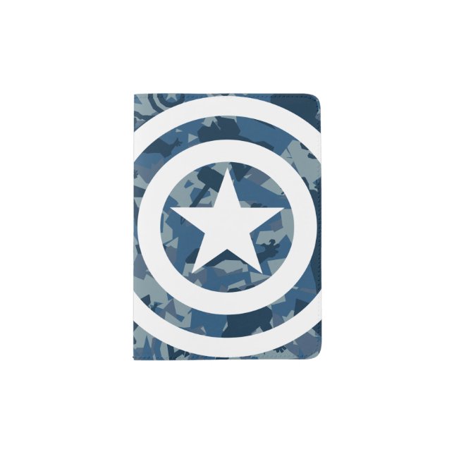 Avengers | Captain America Blue Camo Pattern Passport Holder (Front)