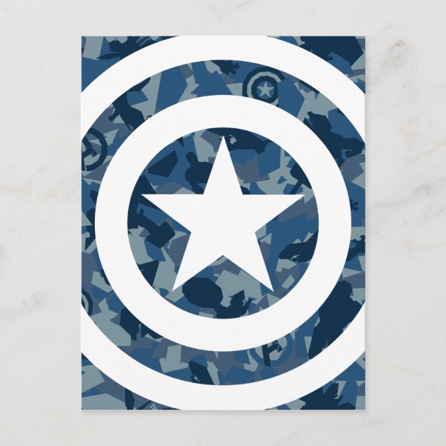 Avengers | Captain America Blue Camo Pattern Postcard (Front)