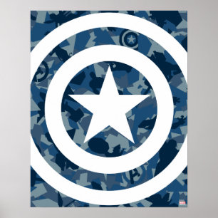 Avengers   Captain America Blue Camo Pattern Poster