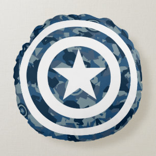 Avengers   Captain America Blue Camo Pattern Round Pillow