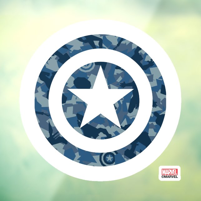 Avengers | Captain America Blue Camo Pattern Window Cling (Sheet 3)
