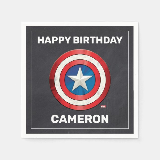 Avengers Captain America Chalkboard Birthday Napkins (Front)