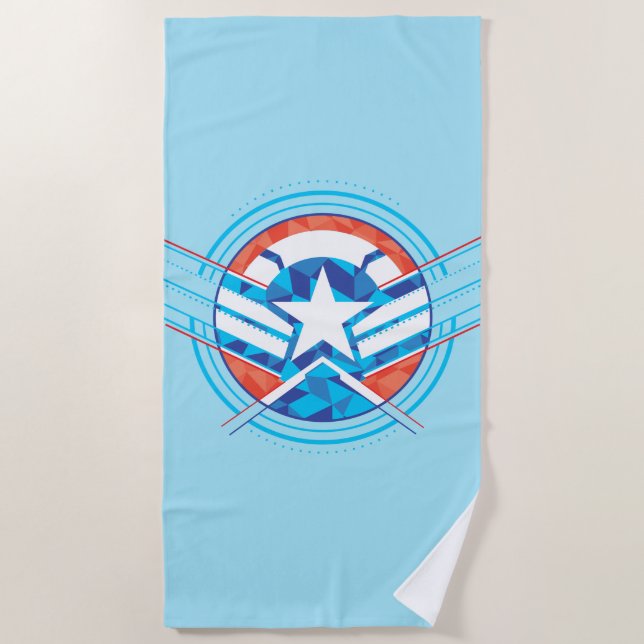 Avengers | Captain America Geometric Lined Shield Beach Towel (Front)