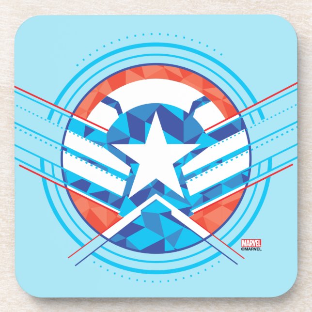 Avengers | Captain America Geometric Lined Shield Beverage Coaster (Front)