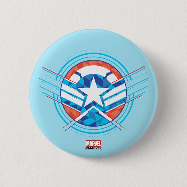 Avengers | Captain America Geometric Lined Shield Button (Front)