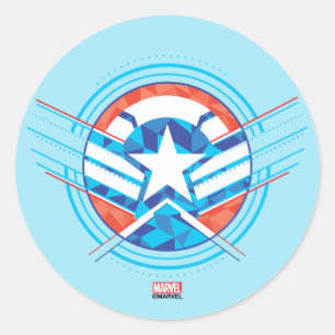 Avengers Captain America Geometric Lined Shield Classic Round Sticker