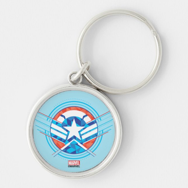 Avengers | Captain America Geometric Lined Shield Keychain (Front)