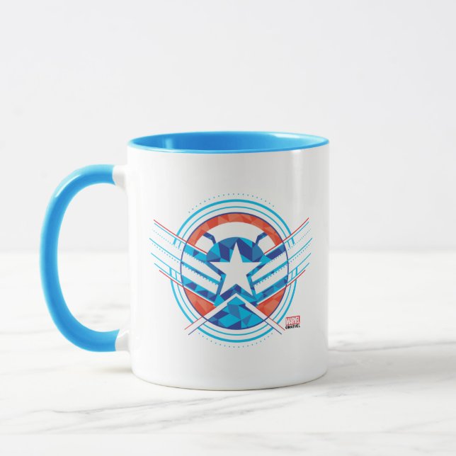 Avengers | Captain America Geometric Lined Shield Mug (Left)