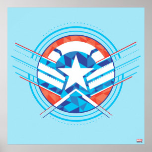 Avengers   Captain America Geometric Lined Shield Poster