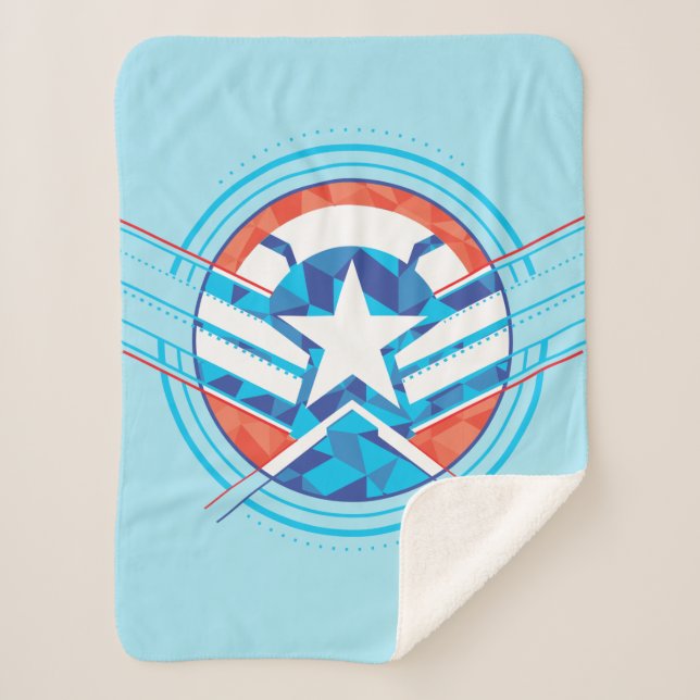 Avengers | Captain America Geometric Lined Shield Sherpa Blanket (Front)