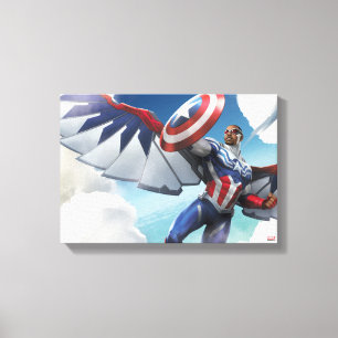 Avengers Captain America Sam Wilson Flying Canvas Print